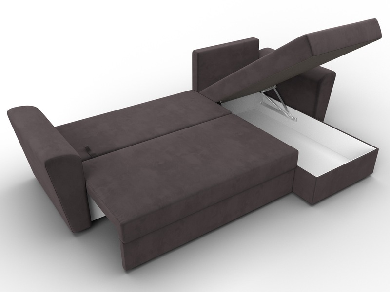 Диван угловой Амстердам Лайт правый угол, Велюр, SEVEN 727 коричневый