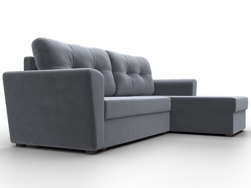 Диван угловой Амстердам Лайт правый угол, Велюр, SEVEN 17 серый