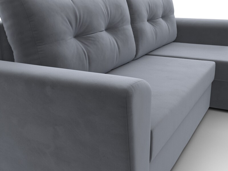 Диван угловой Амстердам Лайт правый угол, Велюр, SEVEN 17 серый