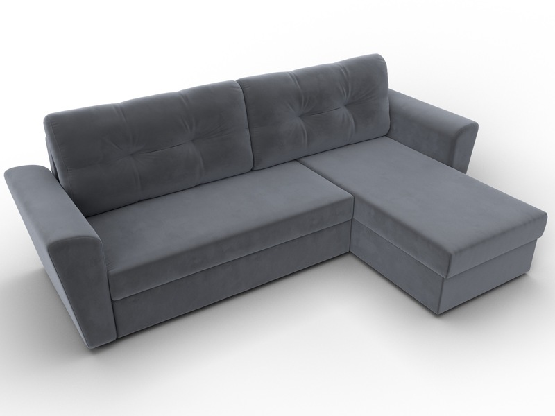 Диван угловой Амстердам Лайт правый угол, Велюр, SEVEN 17 серый