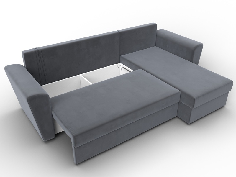 Диван угловой Амстердам Лайт правый угол, Велюр, SEVEN 17 серый