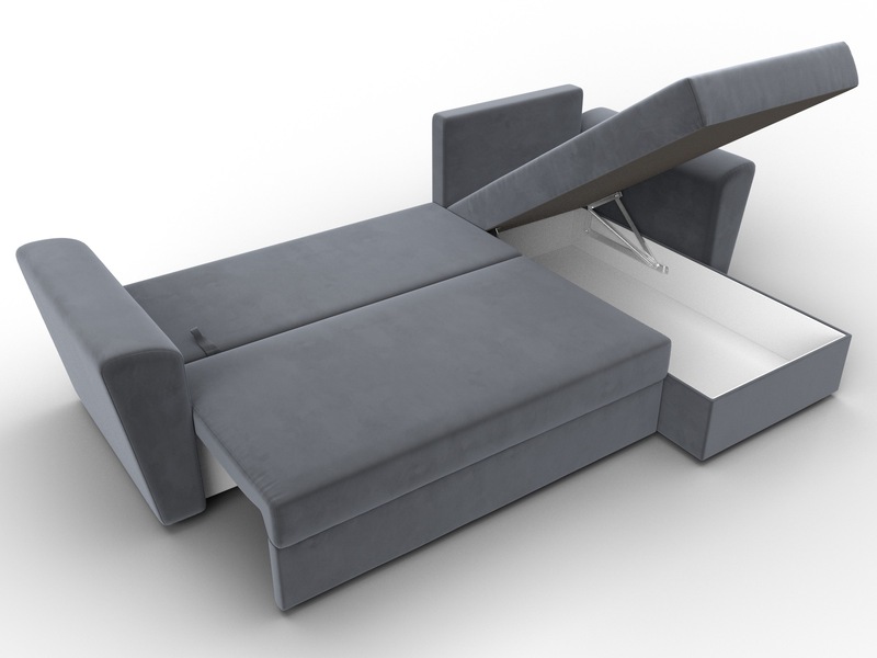 Диван угловой Амстердам Лайт правый угол, Велюр, SEVEN 17 серый