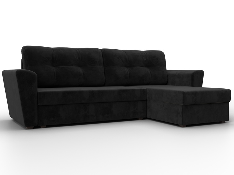 Диван угловой Амстердам Лайт правый угол, Велюр, SEVEN 35 черный