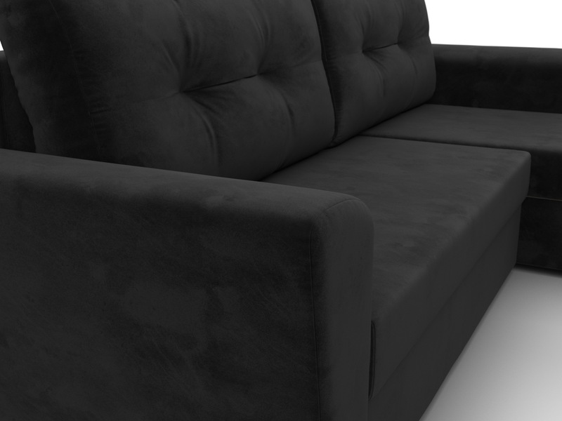 Диван угловой Амстердам Лайт правый угол, Велюр, SEVEN 35 черный