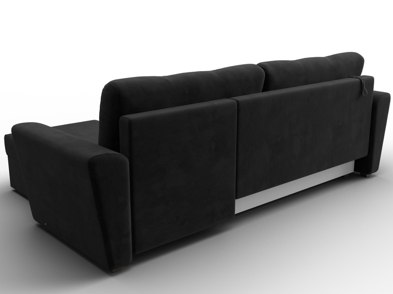 Диван угловой Амстердам Лайт правый угол, Велюр, SEVEN 35 черный