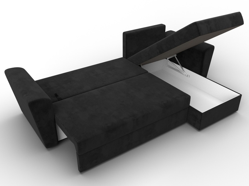 Диван угловой Амстердам Лайт правый угол, Велюр, SEVEN 35 черный