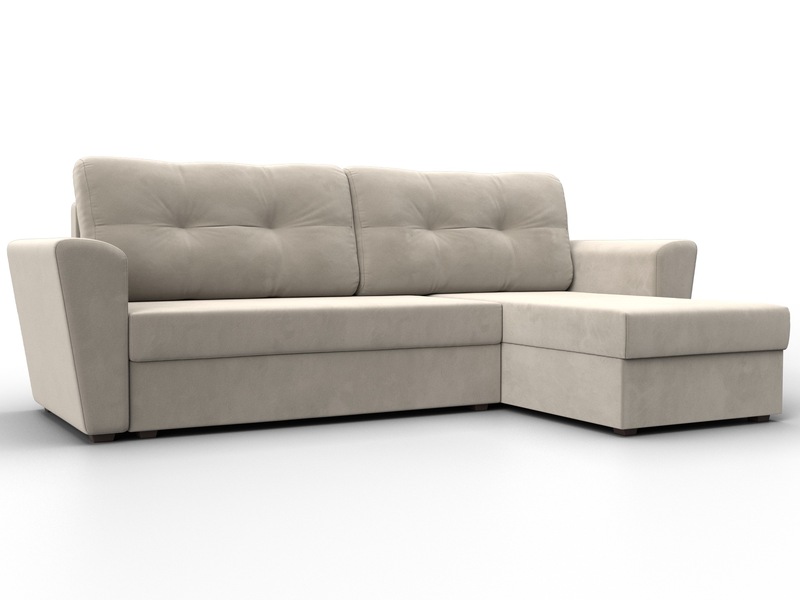 Диван угловой Амстердам Лайт правый угол, Микровельвет, Бежевый