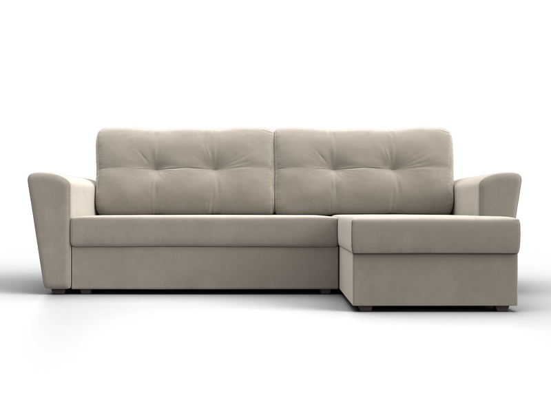 Диван угловой Амстердам Лайт правый угол, Микровельвет, Бежевый