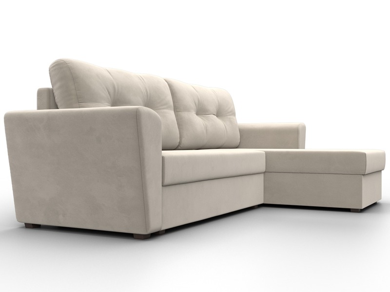 Диван угловой Амстердам Лайт правый угол, Микровельвет, Бежевый