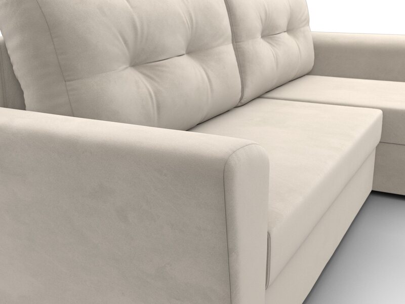 Диван угловой Амстердам Лайт правый угол, Микровельвет, Бежевый