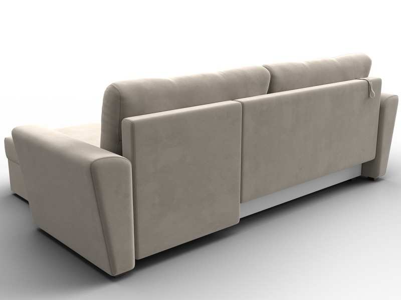 Диван угловой Амстердам Лайт правый угол, Микровельвет, Бежевый