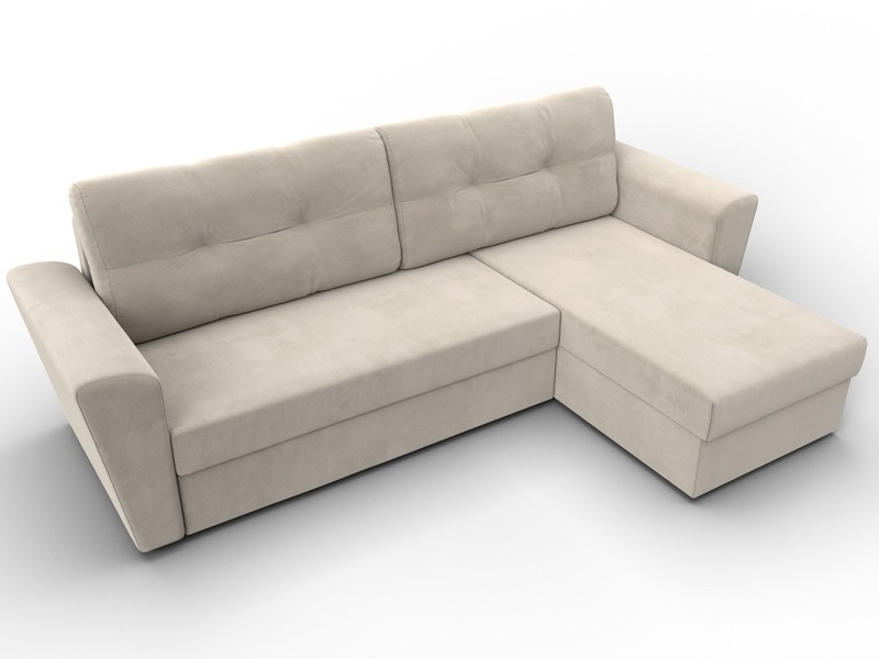 Диван угловой Амстердам Лайт правый угол, Микровельвет, Бежевый