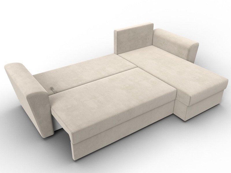 Диван угловой Амстердам Лайт правый угол, Микровельвет, Бежевый