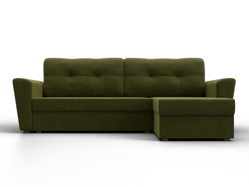 Диван угловой Амстердам Лайт правый угол, Микровельвет, Зеленый