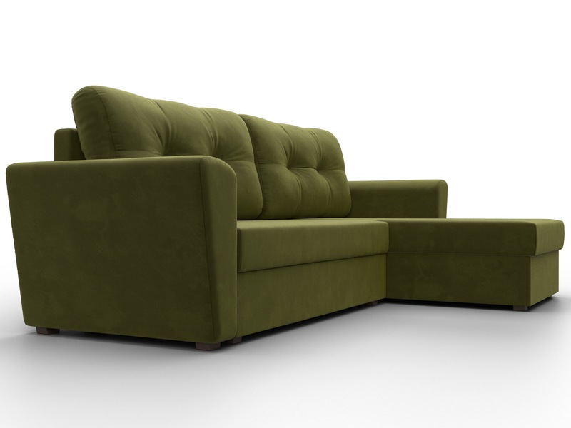 Диван угловой Амстердам Лайт правый угол, Микровельвет, Зеленый