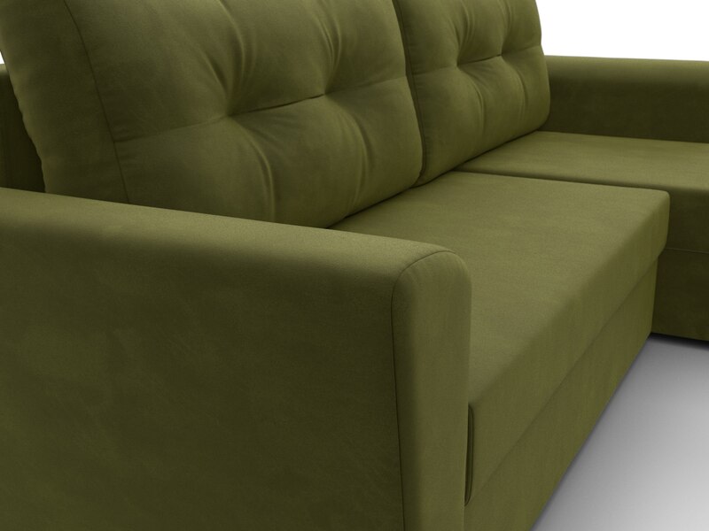 Диван угловой Амстердам Лайт правый угол, Микровельвет, Зеленый