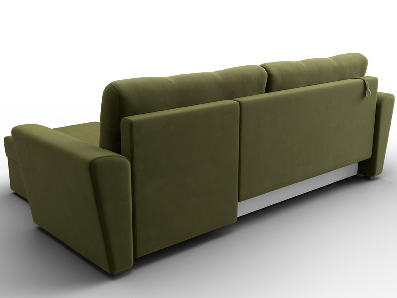 Диван угловой Амстердам Лайт правый угол, Микровельвет, Зеленый