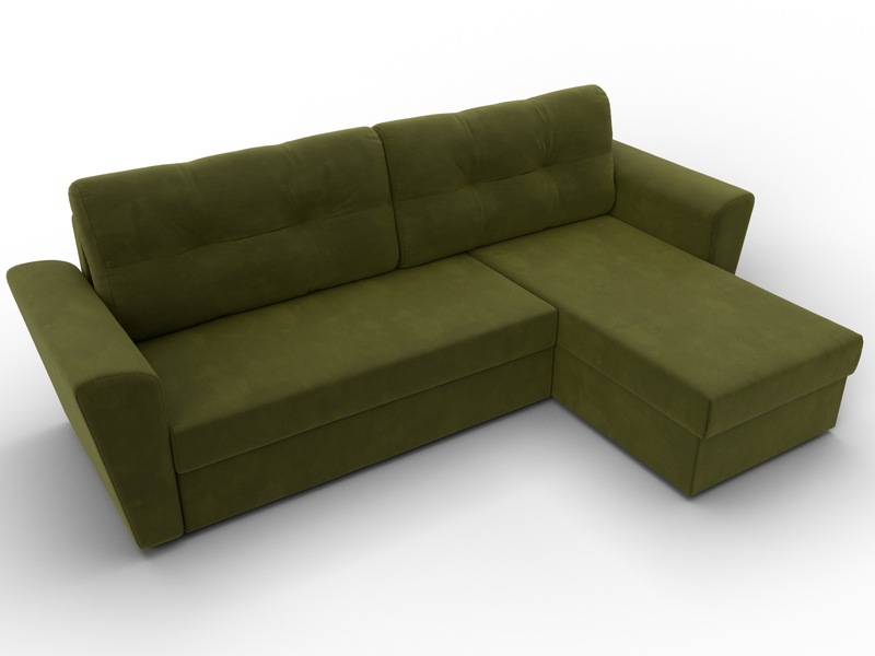 Диван угловой Амстердам Лайт правый угол, Микровельвет, Зеленый