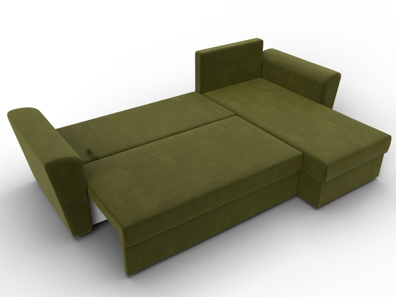 Диван угловой Амстердам Лайт правый угол, Микровельвет, Зеленый