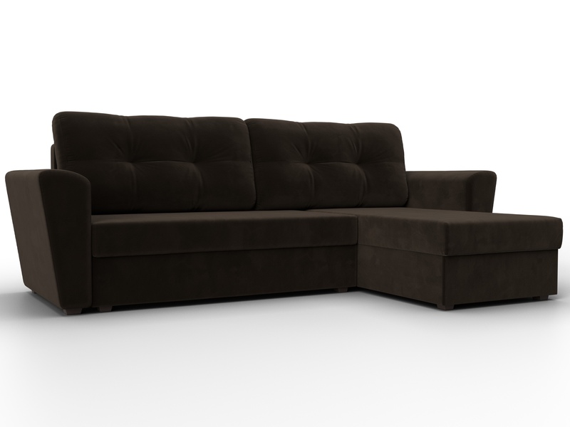 Диван угловой Амстердам Лайт правый угол, Микровельвет, Коричневый