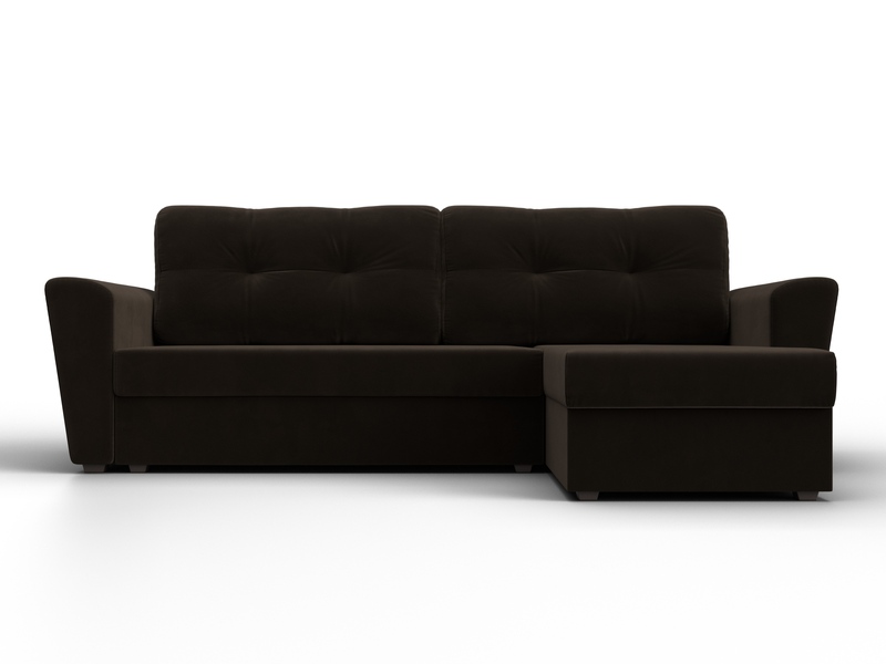 Диван угловой Амстердам Лайт правый угол, Микровельвет, Коричневый