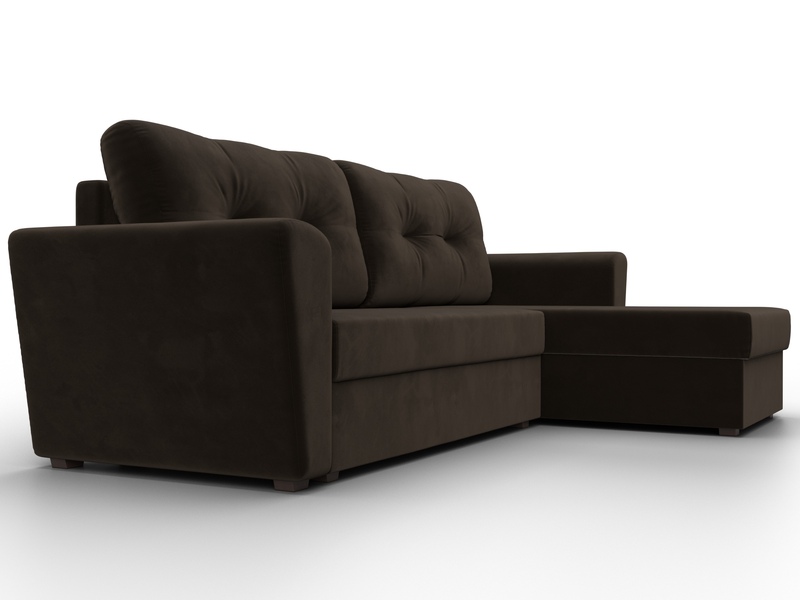 Диван угловой Амстердам Лайт правый угол, Микровельвет, Коричневый