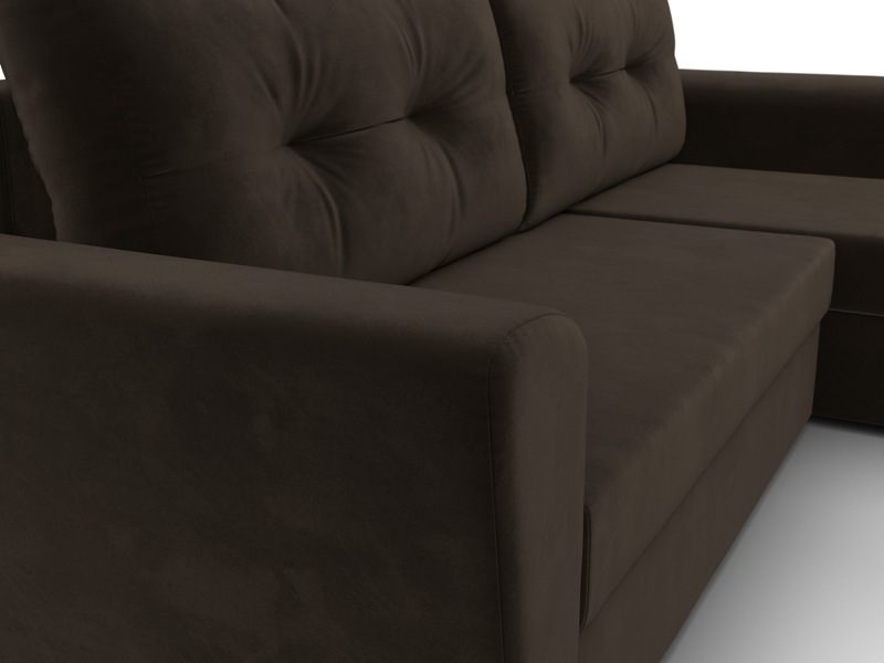 Диван угловой Амстердам Лайт правый угол, Микровельвет, Коричневый