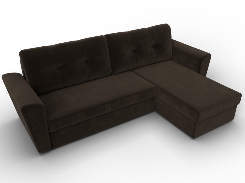 Диван угловой Амстердам Лайт правый угол, Микровельвет, Коричневый