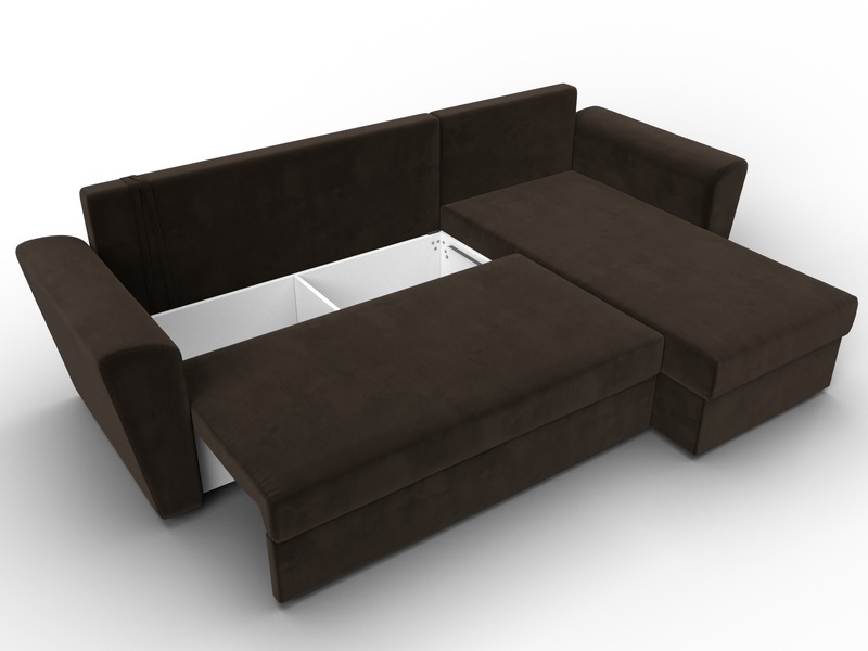 Диван угловой Амстердам Лайт правый угол, Микровельвет, Коричневый
