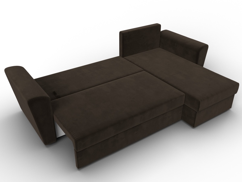 Диван угловой Амстердам Лайт правый угол, Микровельвет, Коричневый
