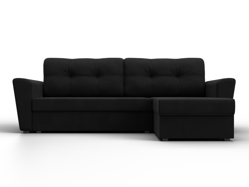 Диван угловой Амстердам Лайт правый угол, Микровельвет, Черный
