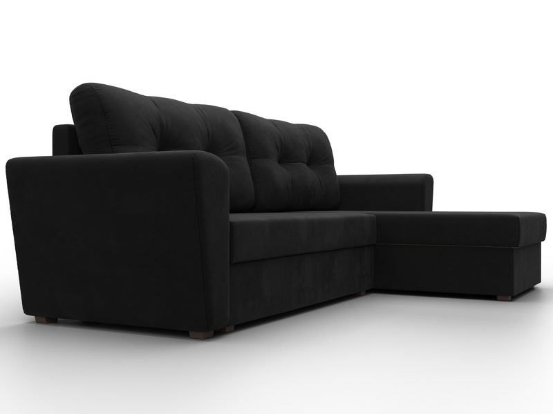 Диван угловой Амстердам Лайт правый угол, Микровельвет, Черный