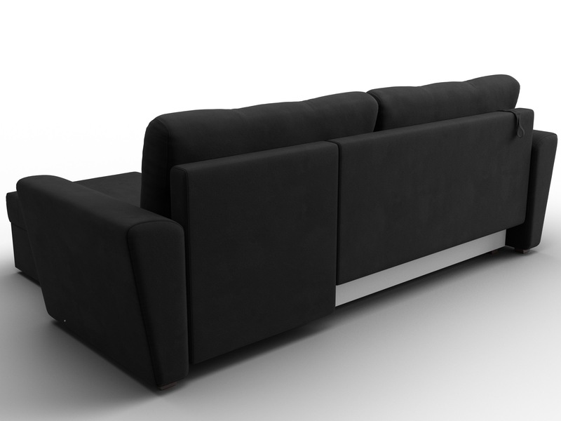 Диван угловой Амстердам Лайт правый угол, Микровельвет, Черный