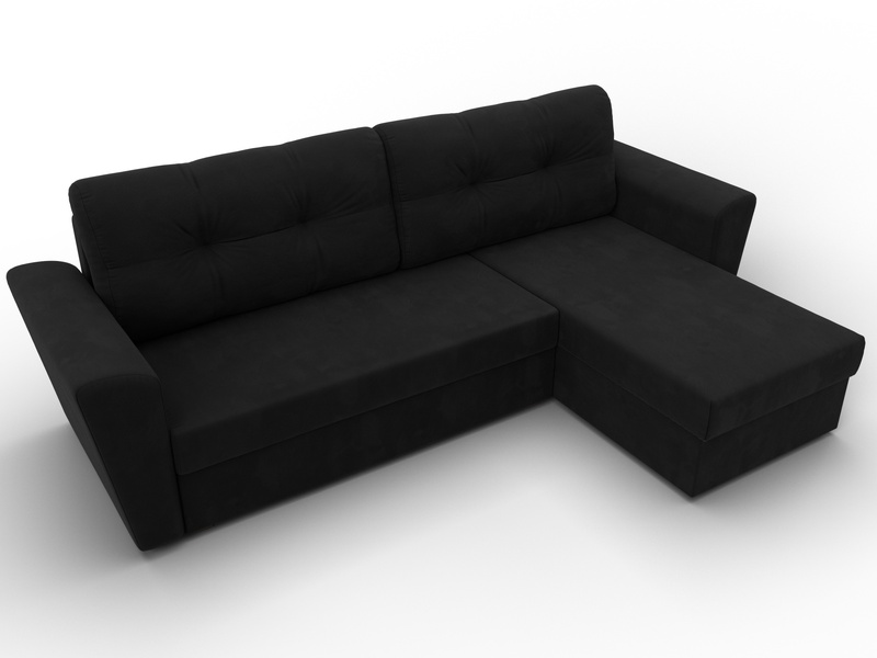Диван угловой Амстердам Лайт правый угол, Микровельвет, Черный