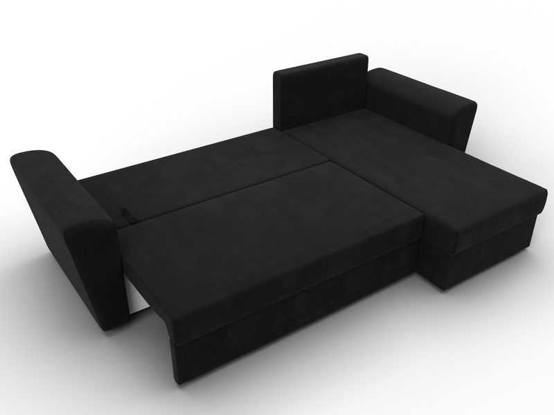 Диван угловой Амстердам Лайт правый угол, Микровельвет, Черный