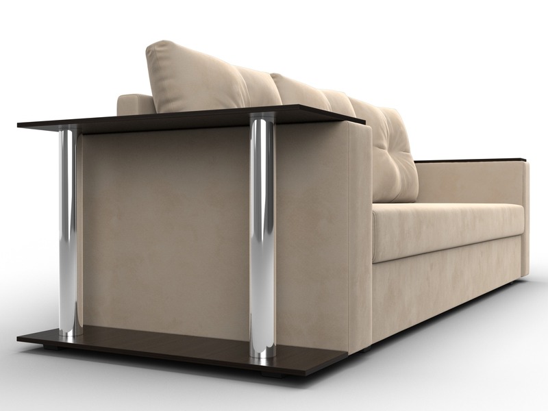 Диван прямой Атланта со столом слева, Велюр, SEVEN 729 бежевый