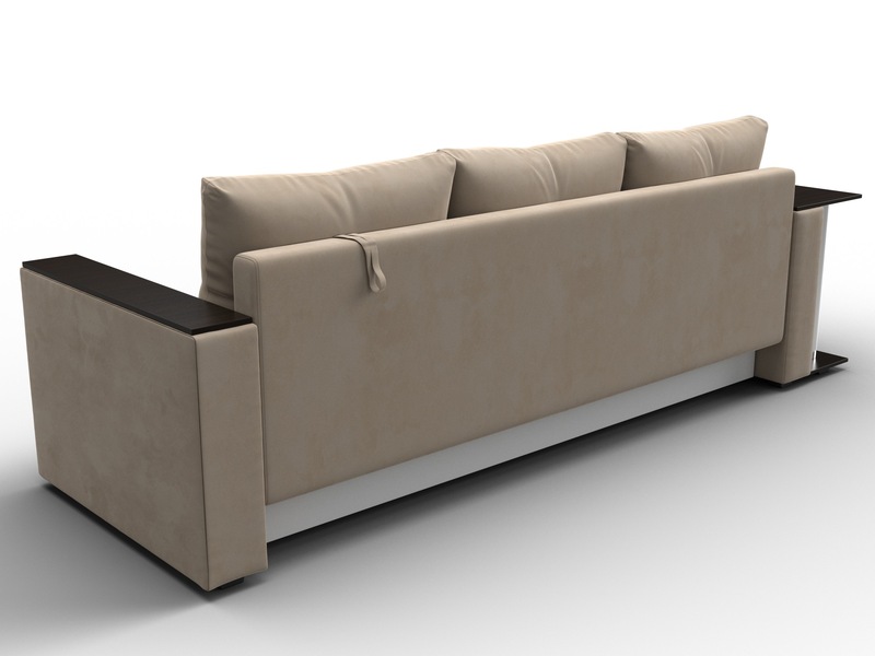 Диван прямой Атланта со столом слева, Велюр, SEVEN 729 бежевый