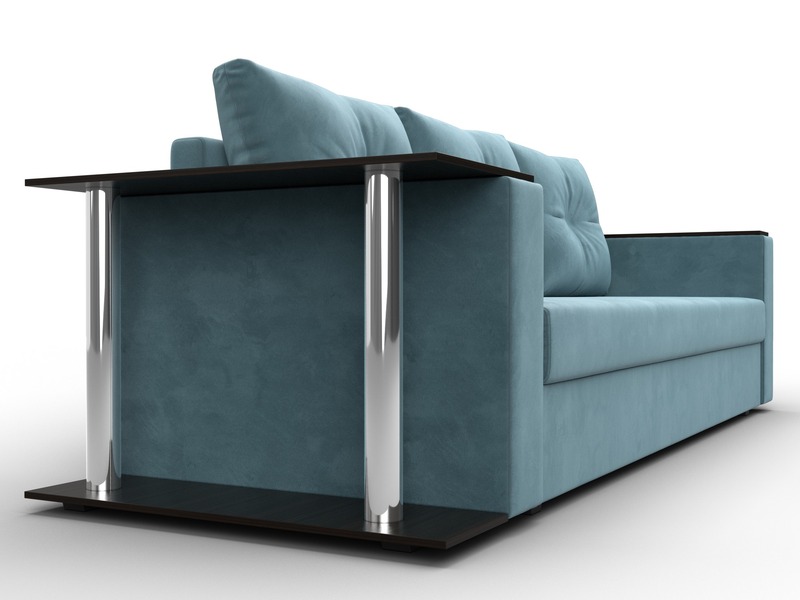 Диван прямой Атланта со столом слева, Велюр, SEVEN 113 бирюзовый