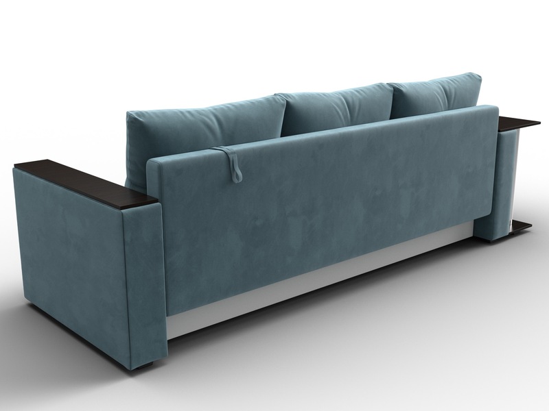 Диван прямой Атланта со столом слева, Велюр, SEVEN 113 бирюзовый