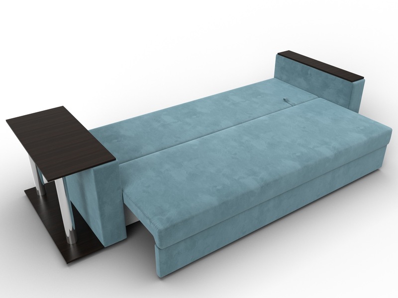 Диван прямой Атланта со столом слева, Велюр, SEVEN 113 бирюзовый