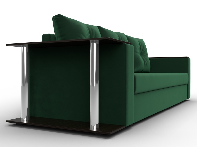 Диван прямой Атланта со столом слева, Велюр, SEVEN 626 зеленый