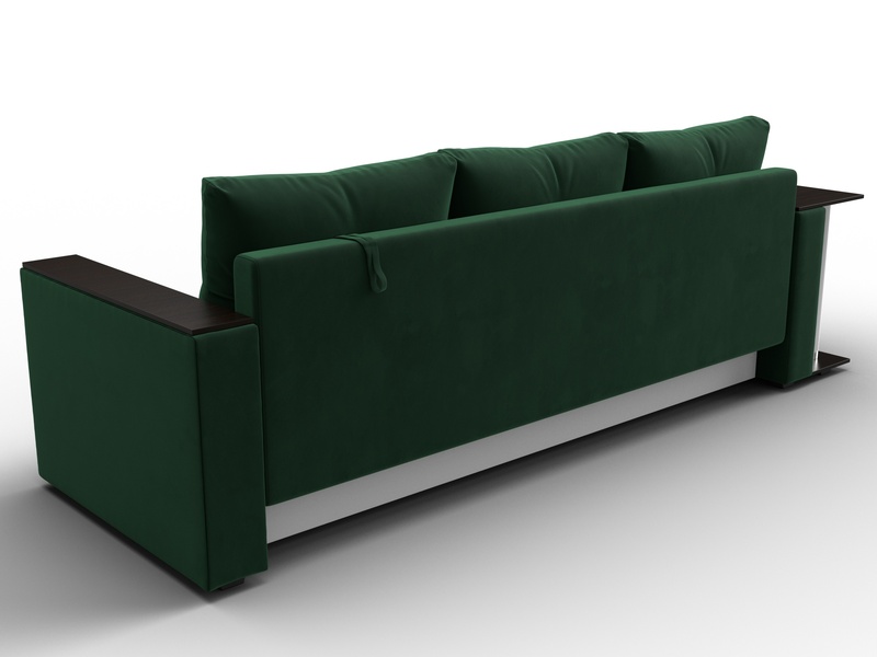 Диван прямой Атланта со столом слева, Велюр, SEVEN 626 зеленый