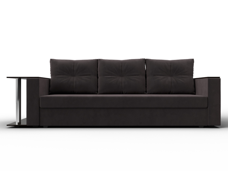 Диван прямой Атланта со столом слева, Велюр, SEVEN 727 коричневый