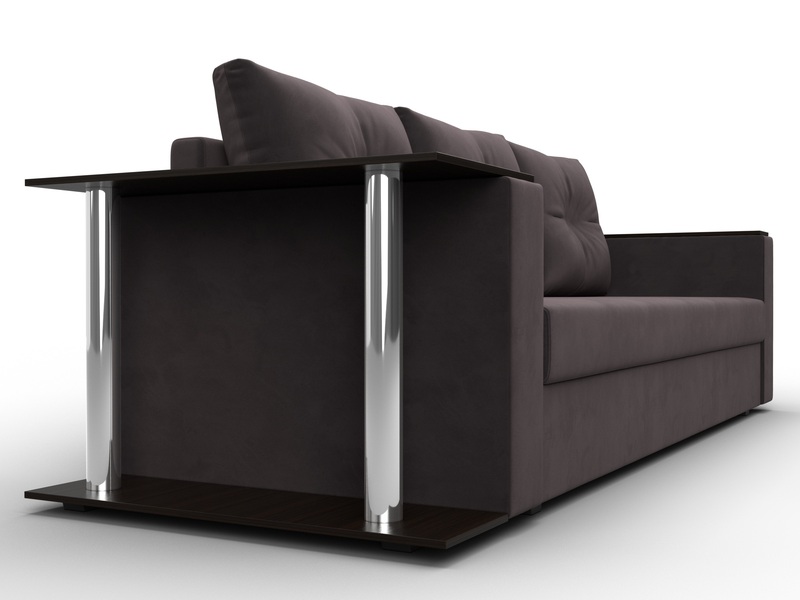 Диван прямой Атланта со столом слева, Велюр, SEVEN 727 коричневый