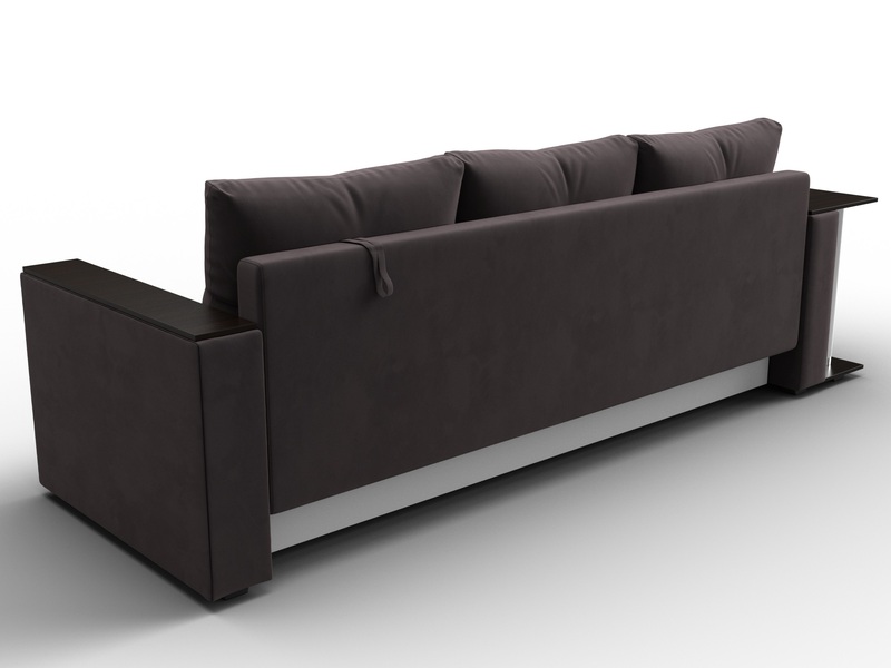 Диван прямой Атланта со столом слева, Велюр, SEVEN 727 коричневый