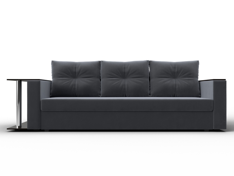 Диван прямой Атланта со столом слева, Велюр, SEVEN 17 серый