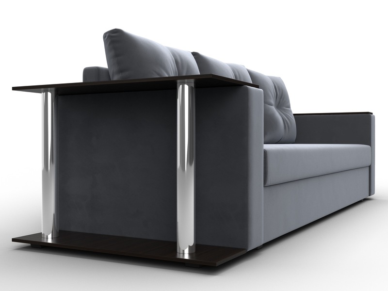 Диван прямой Атланта со столом слева, Велюр, SEVEN 17 серый