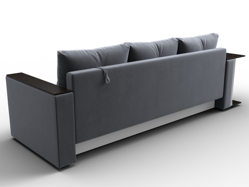 Диван прямой Атланта со столом слева, Велюр, SEVEN 17 серый