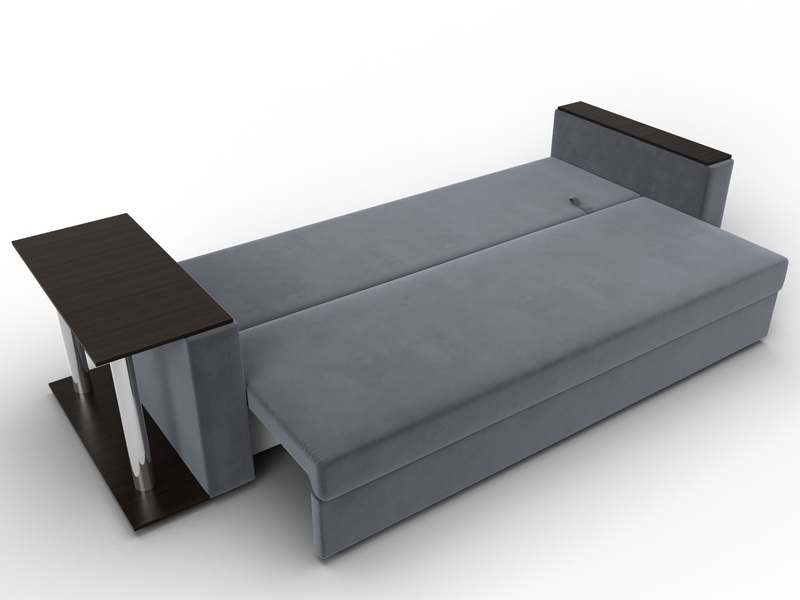 Диван прямой Атланта со столом слева, Велюр, SEVEN 17 серый