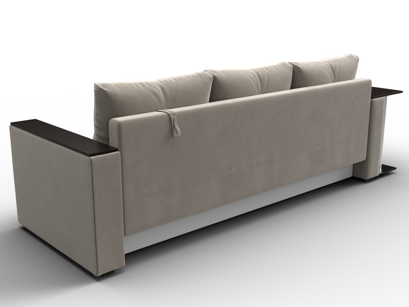 Диван прямой Атланта со столом слева, Микровельвет, Бежевый